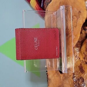 Celine Paris Vintage Red Card Holder Leather